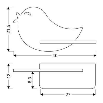 Applique LED per bambini con mensola BIRD LED/5W/230V rosa/legno