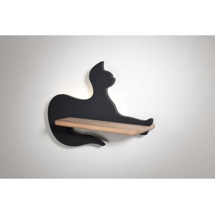 Applique LED per bambini con mensola BLACK CAT LED/5W/230V