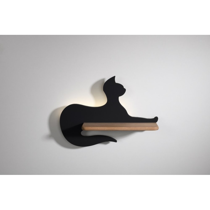 Applique LED per bambini con mensola BLACK CAT LED/5W/230V