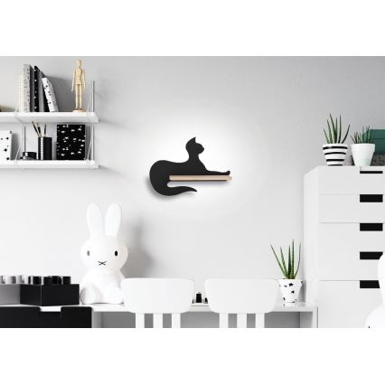 Applique LED per bambini con mensola BLACK CAT LED/5W/230V