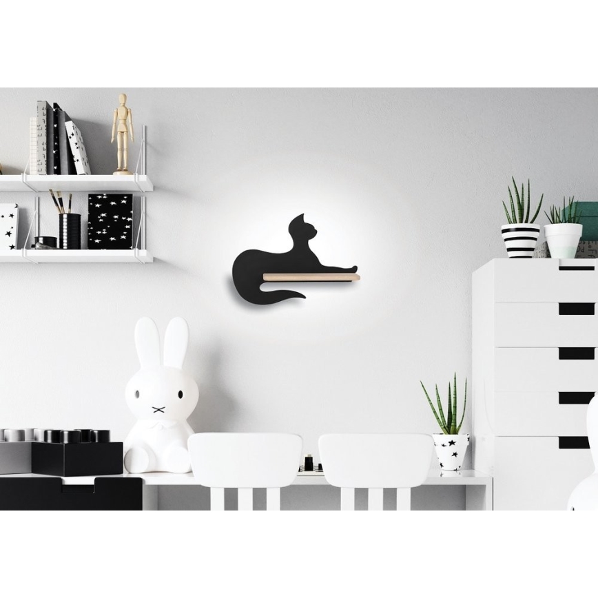 Applique LED per bambini con mensola BLACK CAT LED/5W/230V