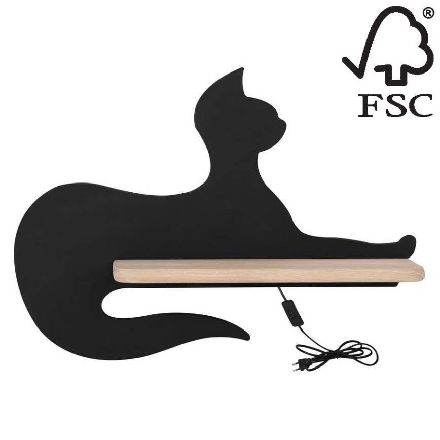 Applique LED per bambini con mensola BLACK CAT LED/5W/230V
