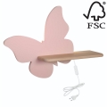 Applique LED per bambini con mensola BUTTERFLY LED/5W/230V rosa/legno