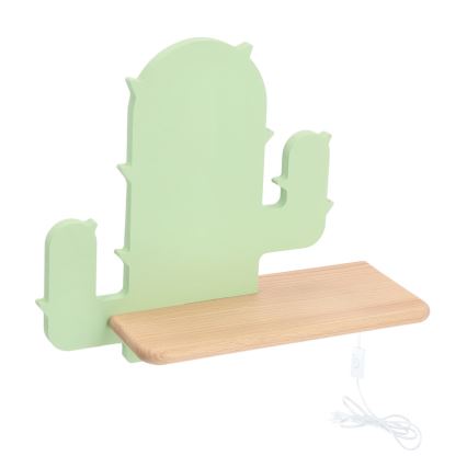 Applique LED per bambini con mensola CACTUS LED/4W/230V verde/legno