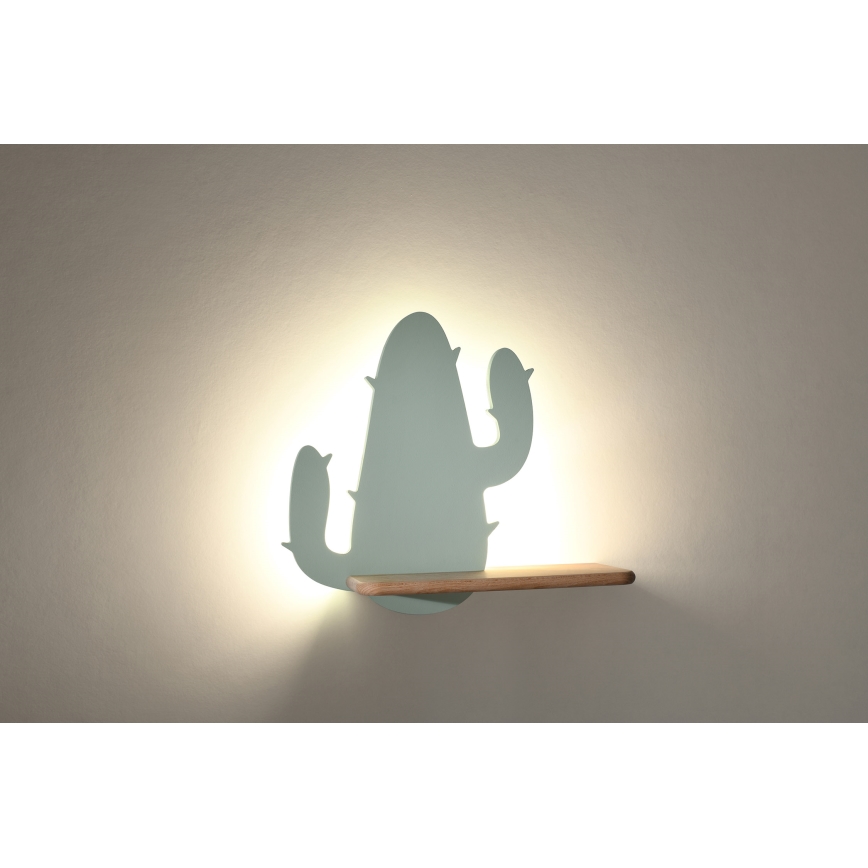 Applique LED per bambini con mensola CACTUS LED/4W/230V verde/legno