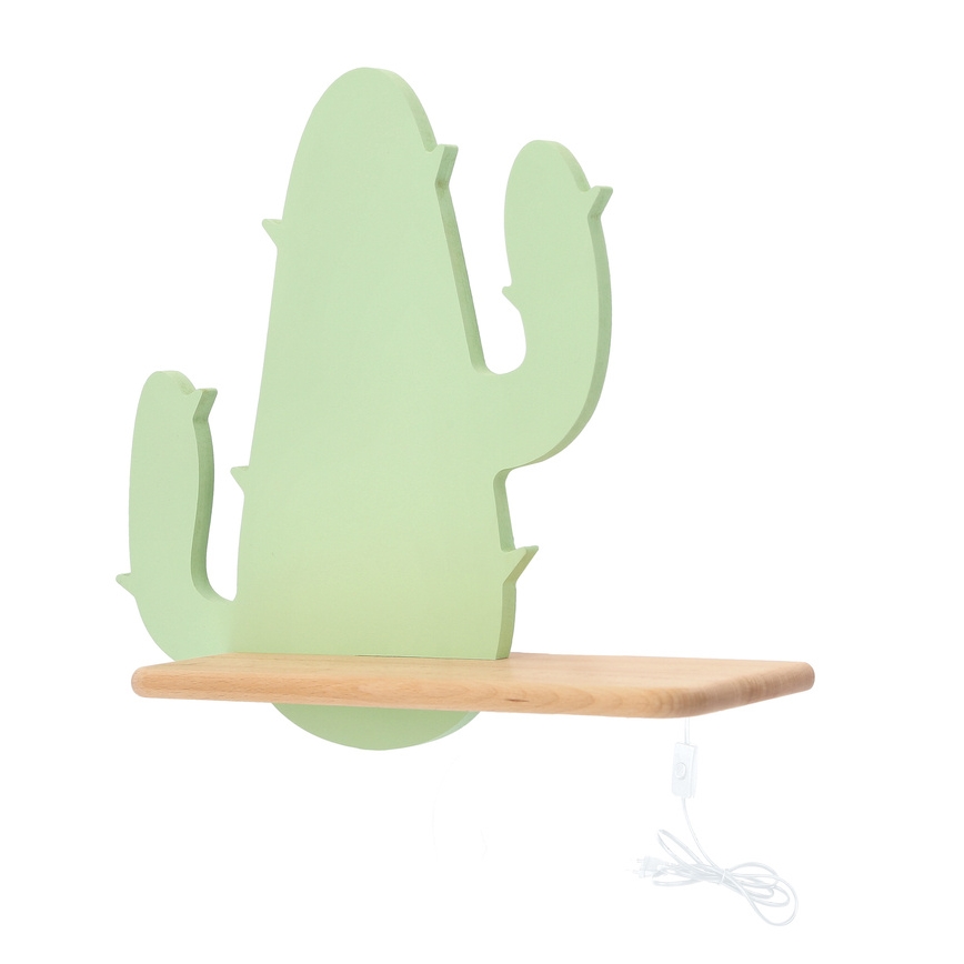 Applique LED per bambini con mensola CACTUS LED/4W/230V verde/legno