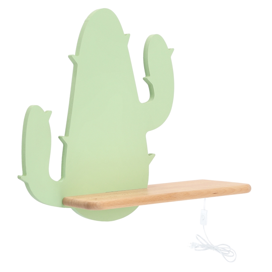 Applique LED per bambini con mensola CACTUS LED/4W/230V verde/legno