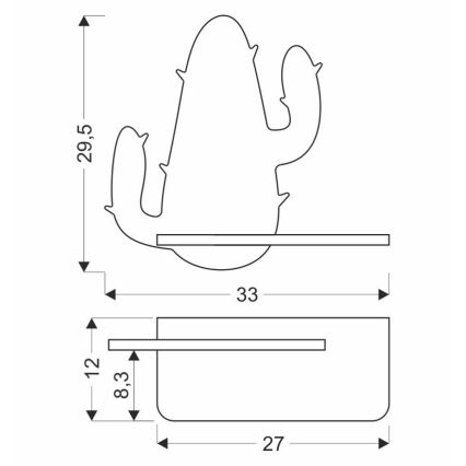 Applique LED per bambini con mensola CACTUS LED/4W/230V verde/legno