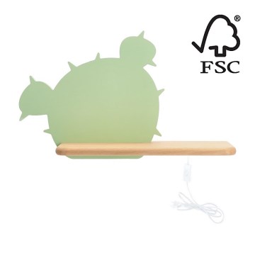 Applique LED per bambini con mensola CACTUS LED/4W/230V verde/legno