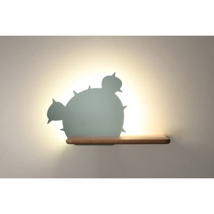 Applique LED per bambini con mensola CACTUS LED/4W/230V verde/legno