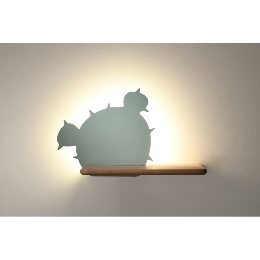 Applique LED per bambini con mensola CACTUS LED/4W/230V verde/legno