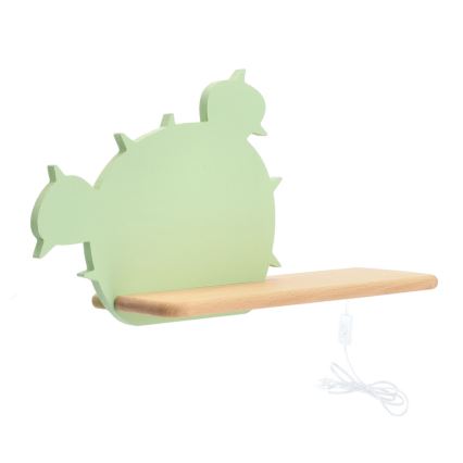 Applique LED per bambini con mensola CACTUS LED/4W/230V verde/legno