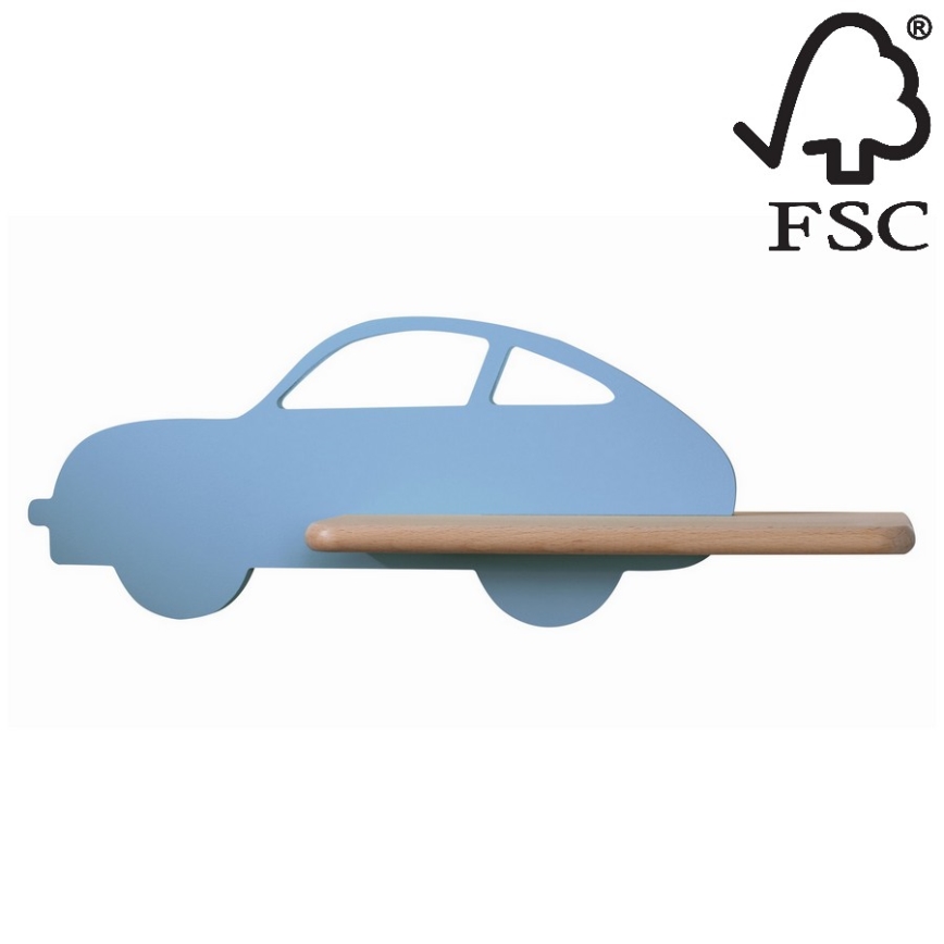 Applique LED per bambini con mensola CAR LED/5W/230V blu/legno