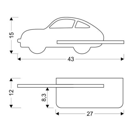 Applique LED per bambini con mensola CAR LED/5W/230V blu/legno
