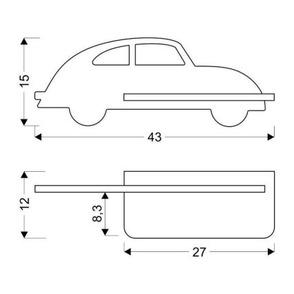 Applique LED per bambini con mensola CAR LED/5W/230V grigio/legno
