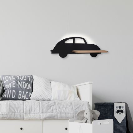 Applique LED per bambini con mensola CAR LED/5W/230V nero/legno