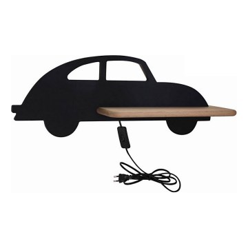 Applique LED per bambini con mensola CAR LED/5W/230V nero/legno