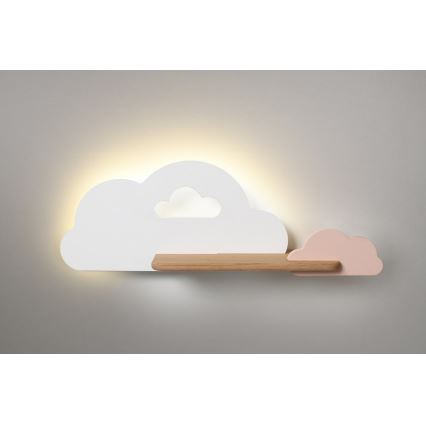 Applique LED per bambini con mensola CLOUD LED/5W/230V bianco/rosa