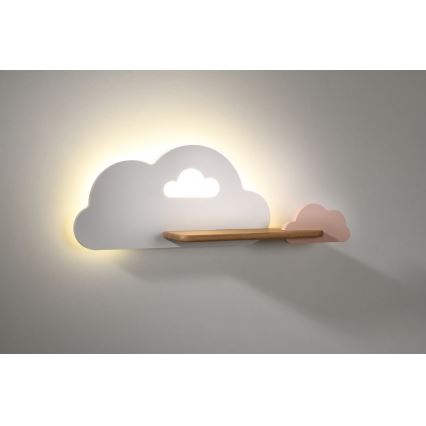 Applique LED per bambini con mensola CLOUD LED/5W/230V bianco/rosa