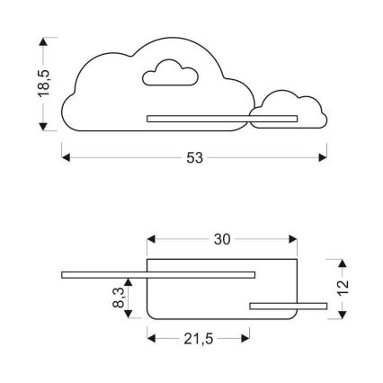 Applique LED per bambini con mensola CLOUD LED/5W/230V bianco/rosa