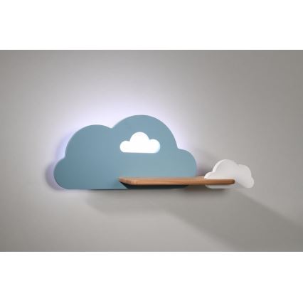 Applique LED per bambini con mensola CLOUD LED/5W/230V blu/bianco