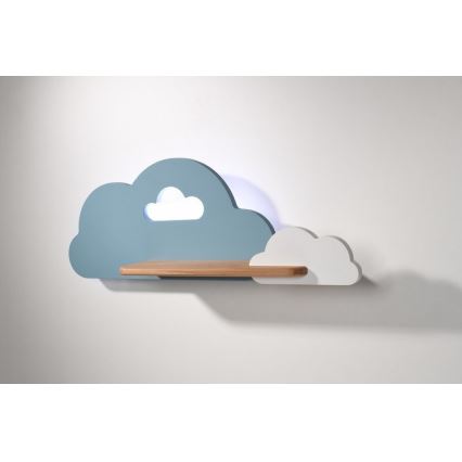 Applique LED per bambini con mensola CLOUD LED/5W/230V blu/bianco