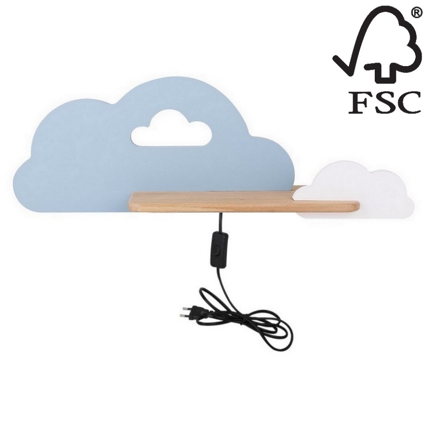 Applique LED per bambini con mensola CLOUD LED/5W/230V blu/bianco