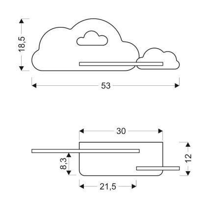 Applique LED per bambini con mensola CLOUD LED/5W/230V blu/bianco