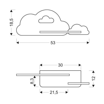 Applique LED per bambini con mensola CLOUD LED/5W/230V rosa/bianco