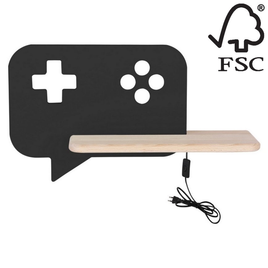 Applique LED per bambini con mensola CONSOLE LED/5W/230V nero