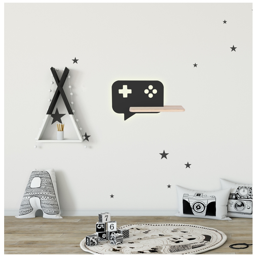 Applique LED per bambini con mensola CONSOLE LED/5W/230V nero