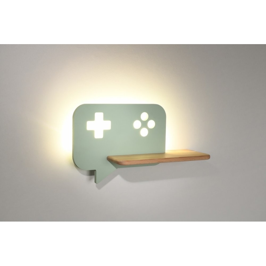 Applique LED per bambini con mensola CONSOLE LED/5W/230V verde