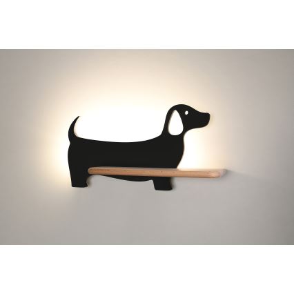 Applique LED per bambini con mensola DOG LED/5W/230V nero/legno