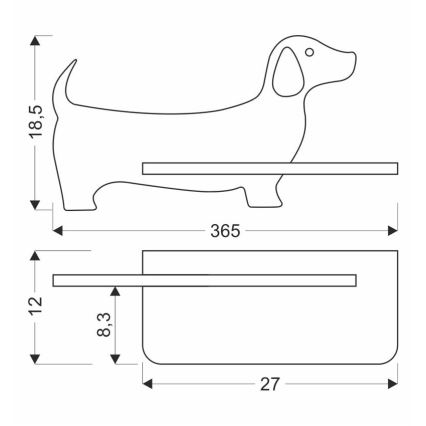 Applique LED per bambini con mensola DOG LED/5W/230V nero/legno