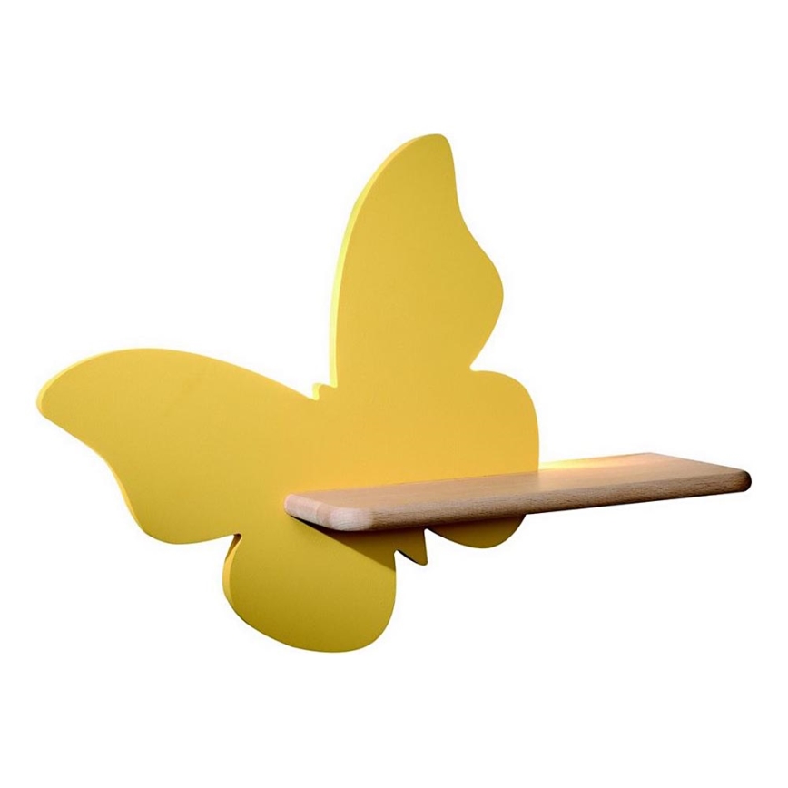 Applique LED per bambini con mensola FARFALLA LED/5W/230V giallo/legno