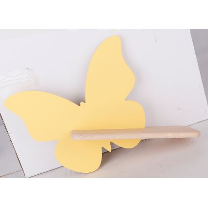 Applique LED per bambini con mensola FARFALLA LED/5W/230V giallo/legno