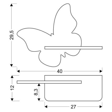 Applique LED per bambini con mensola FARFALLA LED/5W/230V rosa/legno