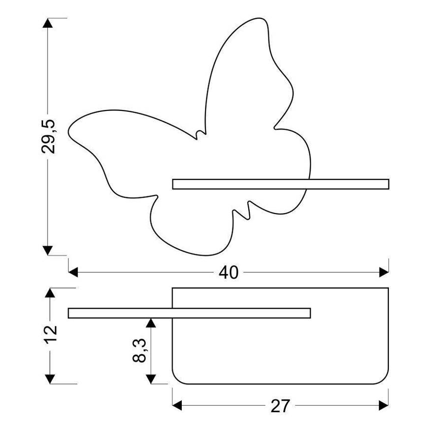 Applique LED per bambini con mensola FARFALLA LED/5W/230V rosa/legno