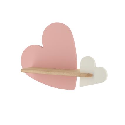Applique LED per bambini con mensola HEART LED/5W/230V rosa/bianco/legno