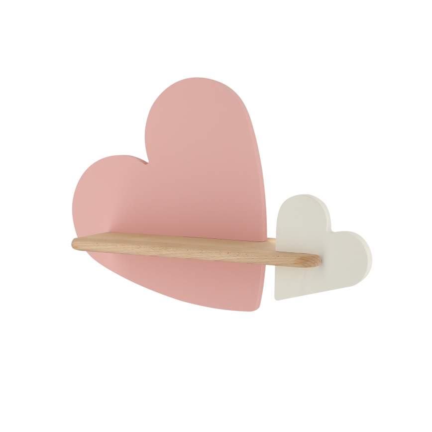 Applique LED per bambini con mensola HEART LED/5W/230V rosa/bianco/legno
