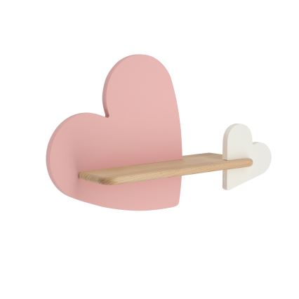 Applique LED per bambini con mensola HEART LED/5W/230V rosa/bianco/legno