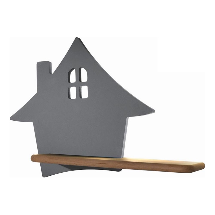 Applique LED per bambini con mensola HOUSE LED/4W/230V grigio/legno