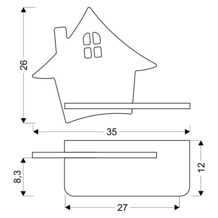 Applique LED per bambini con mensola HOUSE LED/4W/230V grigio/legno