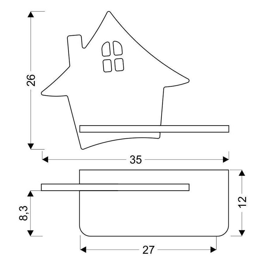 Applique LED per bambini con mensola HOUSE LED/4W/230V grigio/legno