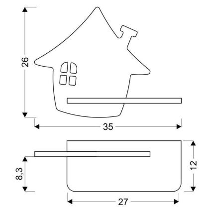 Applique LED per bambini con mensola HOUSE LED/4W/230V verde/legno