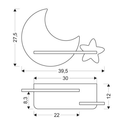 Applique LED per bambini con mensola MOON LED/5W/230V