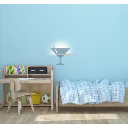 Applique LED per bambini con mensola PICCOLO LED/4W/230V blu/legno