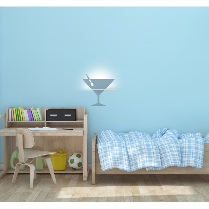 Applique LED per bambini con mensola PICCOLO LED/4W/230V blu/legno