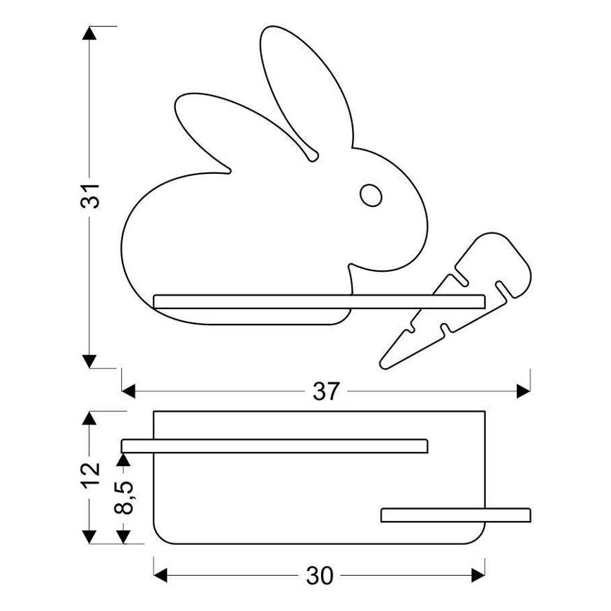 Applique LED per bambini con mensola RABBIT LED/4W/230V grigio/bianco/legno