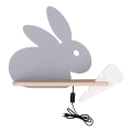 Applique LED per bambini con mensola RABBIT LED/4W/230V grigio/bianco/legno